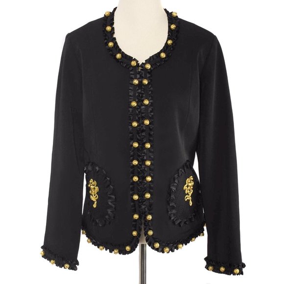 VICTOR COSTA Black Bead Embellished Blazer - Picture 1 of 5